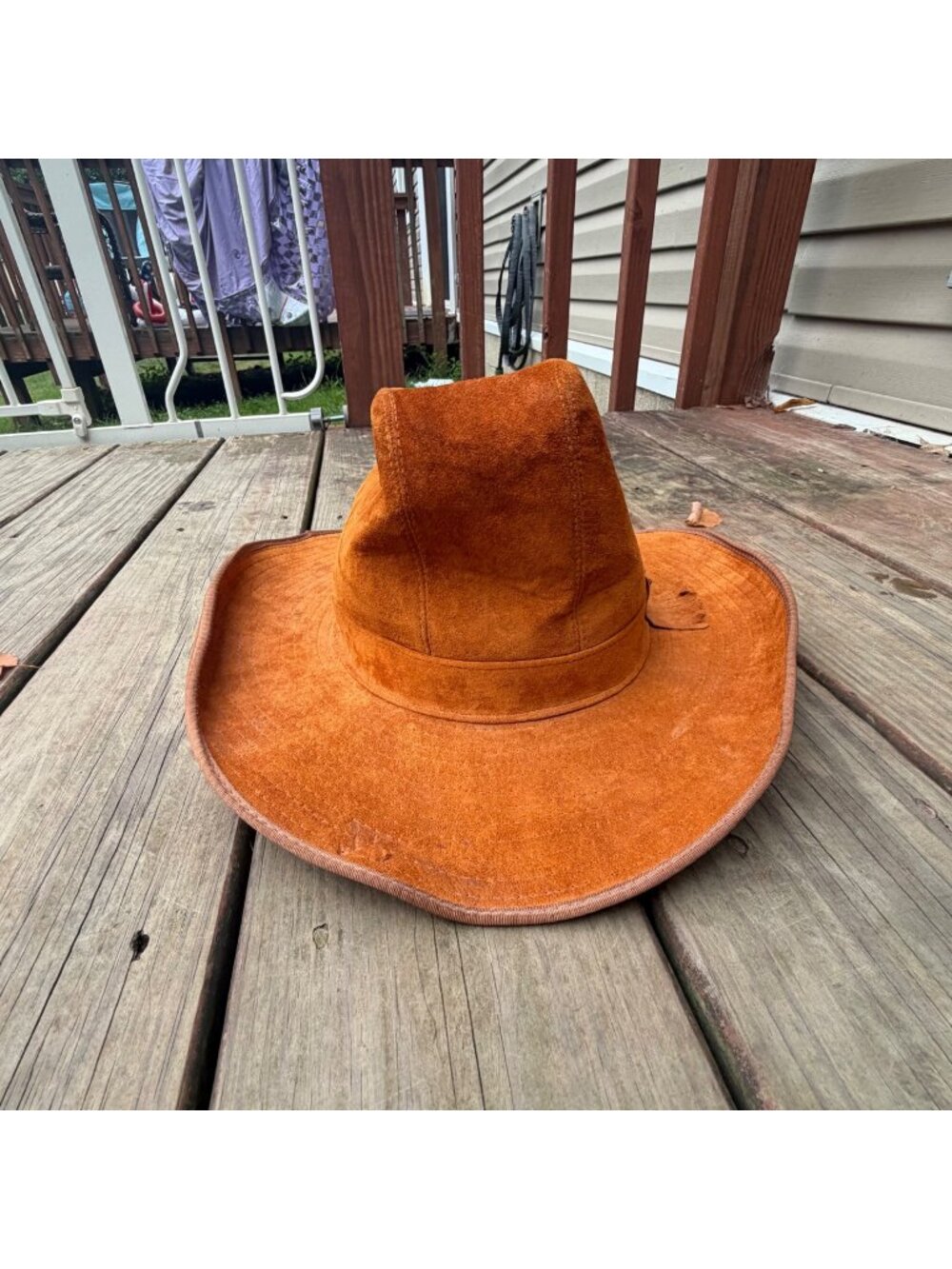 Vintage Genuine Suede Leather Cowboy Hat In Burnt Orange Size 7 1/4 Classic West